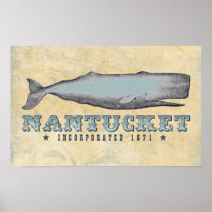 Affiche Vintage Victorian Whale Nantucket MA Inc 1671
