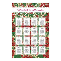 Vintage Victorien Rouge et Vert Floral Chintz