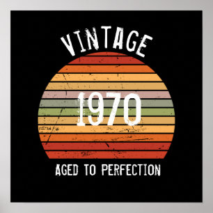 Affiche Vintage Vieilli À La Perfection Année De Naissance