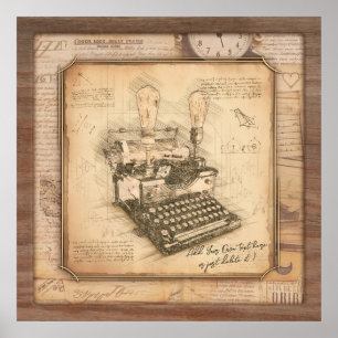 Affiche Vintage Vieux Art. Auteur / Cadeau de l'écrivain