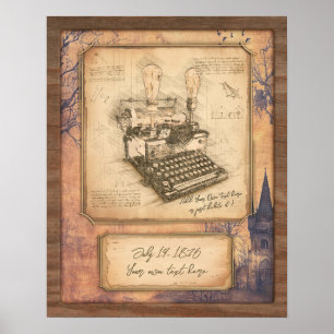 Affiche Vintage Vieux Art. Auteur / Cadeau de l'écrivain