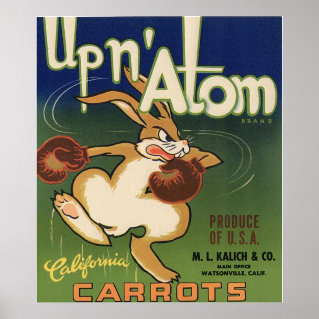 Affiche Vintage Vieux Carottes Légumes Crate Étiquettes Pu (Devant)
