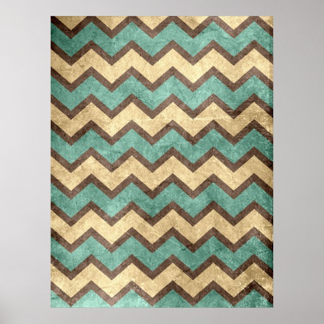 Affiche vintage vieux grungy effet papier chevron zigzag (Devant)