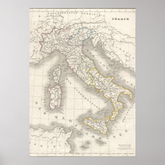 Affiche Vintage vieux monde Italie carte italienne foodie (Devant)