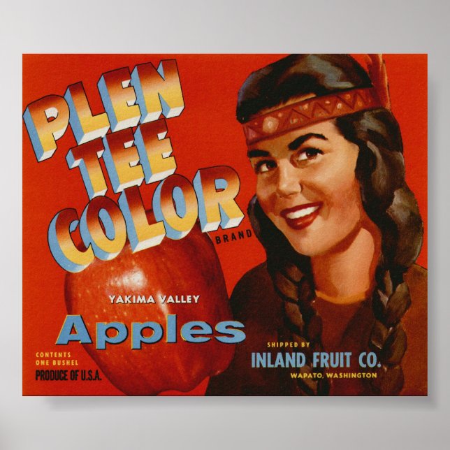 Affiche Vintage Vieux Pomme Indien Crate Étiquettes (Devant)