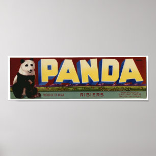 Affiche Vintage Vieux Raisins Panda Fruit Crate Étiquettes