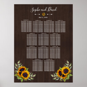 Affiche Vintage Vieux tournesol en bois Mariage Carte de s