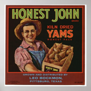 Affiche Vintage Vieux Yams Fruit Crate Étiquettes