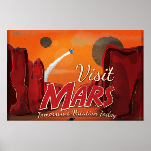 Affiche Vintage Visite de Mars
