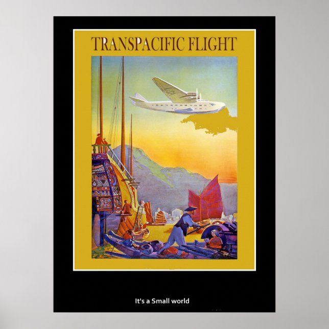 Affiche Vintage Vols Transpacifiques (Devant)