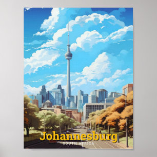 Affiche Vintage voyage Afrique du Sud de Johannesburg