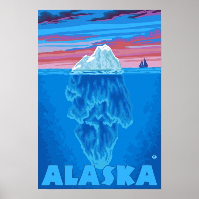 Affiche Vintage voyage AlaskaIceberg (Devant)