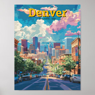 Affiche Vintage voyage américain Denver Colorado