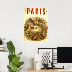 Affiche Vintage voyage, Arc de Triomphe Paris France