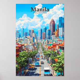 Affiche Vintage voyage artistique des Philippines Manille