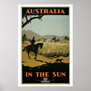 Affiche Vintage voyage Australia Sheep Farm