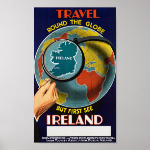 Affiche Vintage voyage autour du monde Voir Irlande