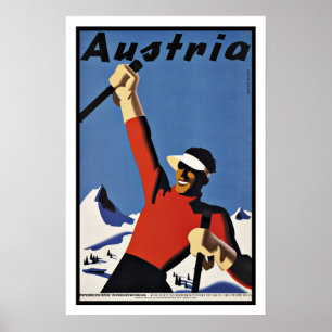 Affiche Vintage voyage Autriche Ski