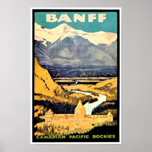 Affiche Vintage voyage Banff Canadian Rockies