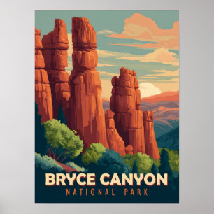 Affiche Vintage voyage Bryce Canyon National Park Utah