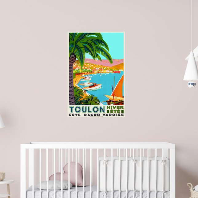 Ancienne Affiche Originale TOULON - Côte D'Azur, Port De Croisière - 60x80cm