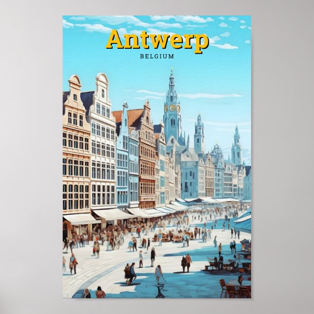 Affiche Vintage voyage d'Anvers Belgique (Devant)