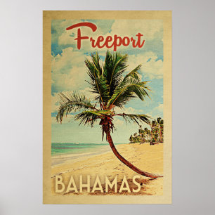 Affiche Vintage voyage d'arbre de palme Freeport