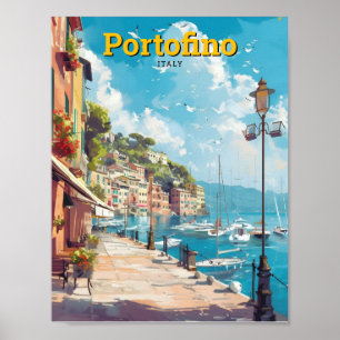 Affiche Vintage voyage d'art de Portofino Italie