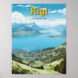 Affiche Vintage voyage d'art de Rigi Suisse