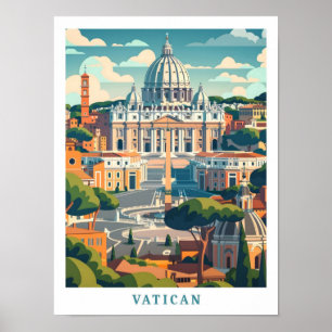 Affiche Vintage voyage d'art élégant du Vatican