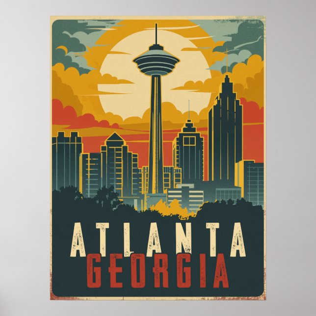 Affiche Vintage voyage d'Atlanta, Géorgie (Devant)