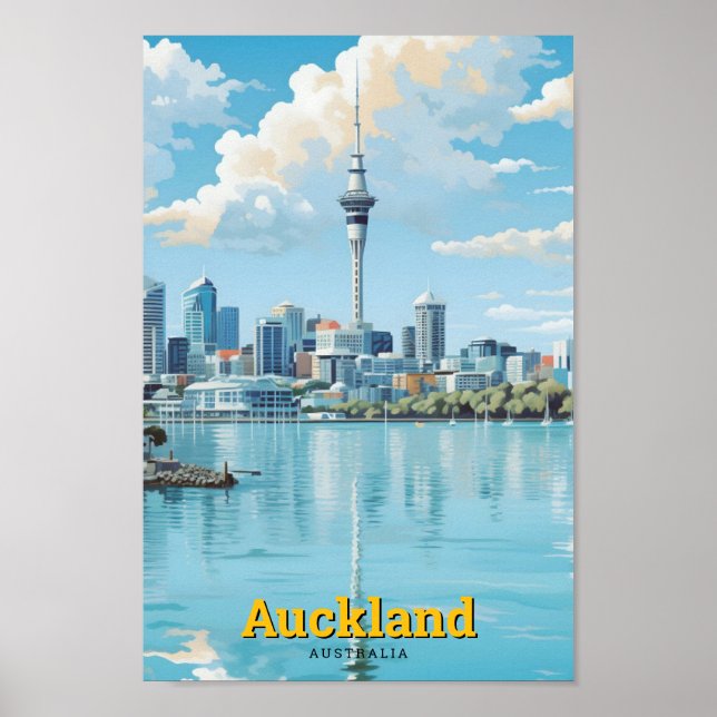 Affiche Vintage voyage d'Auckland Nouvelle-Zélande (Devant)