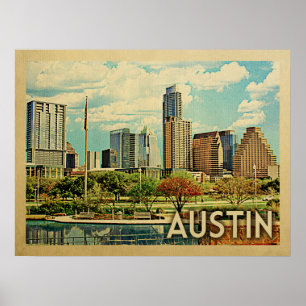 Affiche Vintage voyage d'Austin Texas