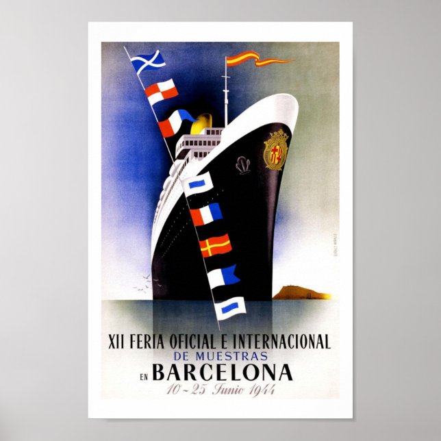 Affiche Vintage voyage de Barcelone (Devant)
