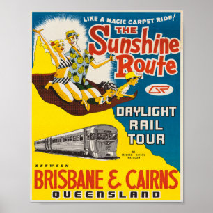Affiche Vintage voyage de Brisbane et Cairns