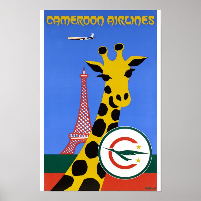 Affiche Vintage voyage de Cameroon Airlines restau (Devant)
