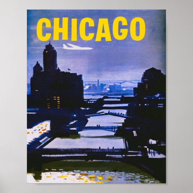 Affiche Vintage voyage de Chicago (Devant)