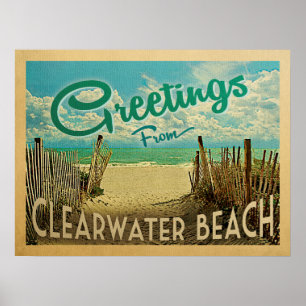 Affiche Vintage voyage de Clearwater Beach