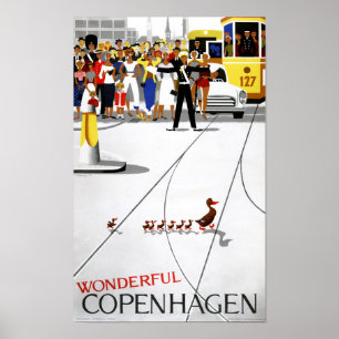 Affiche Vintage voyage de Copenhague restaurée