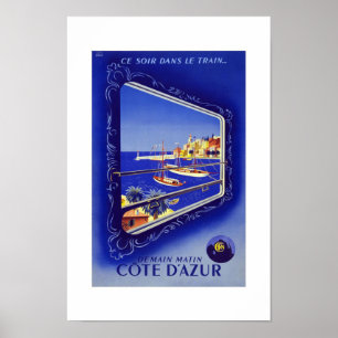 Affiche Vintage voyage de Cote d'Azur France