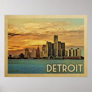 Affiche Vintage voyage de Detroit Michigan