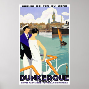 Affiche Vintage voyage de Dunkerque restaurée