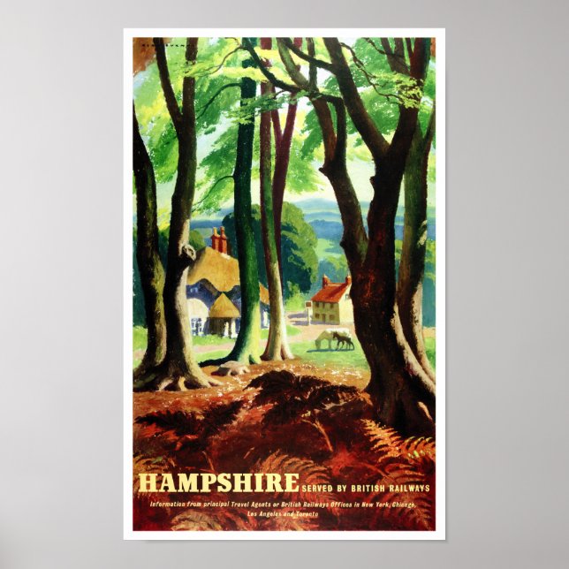 Affiche Vintage voyage de Hampshire Angleterre res (Devant)