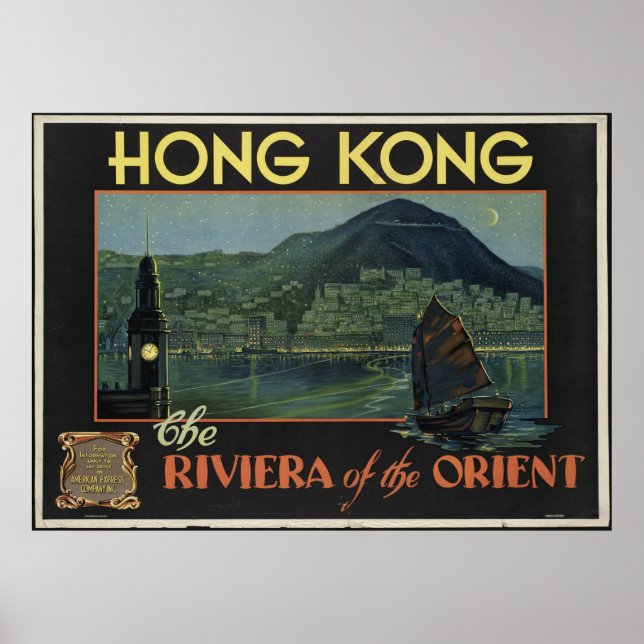 Affiche Vintage voyage de Hong Kong et Imprimés ré (Devant)