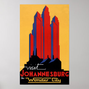 Affiche Vintage voyage de Johannesburg restaurée