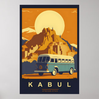Affiche Vintage voyage de Kaboul, Afghanistan