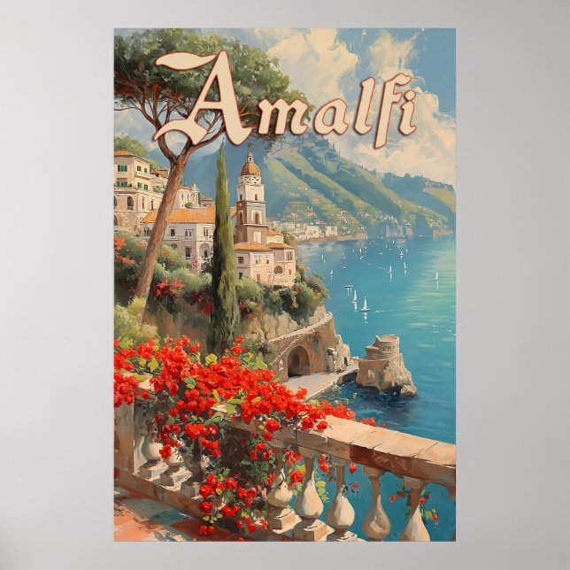Affiche Vintage voyage de la côte italienne d'Amalfi (Devant)