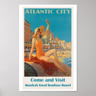 Affiche Vintage voyage de la ville Atlantique