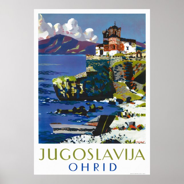 Affiche Vintage voyage de la Yougoslavie d'Ohrid r (Devant)
