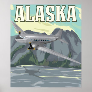 Affiche Vintage voyage de l'Alaska